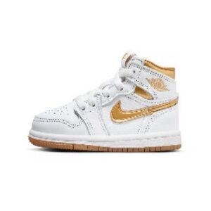 Nike Kids White and Gold Sneakers